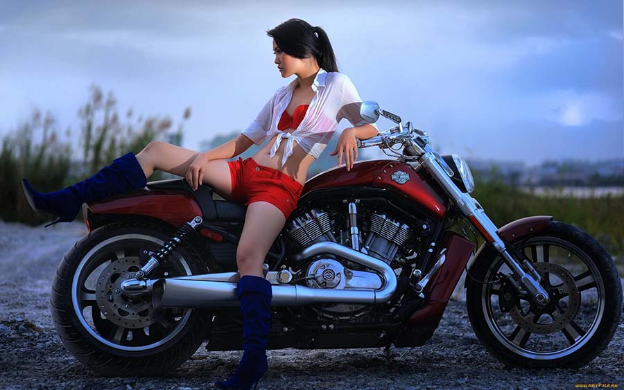 Beautiful girls and motorcycles in Odessa