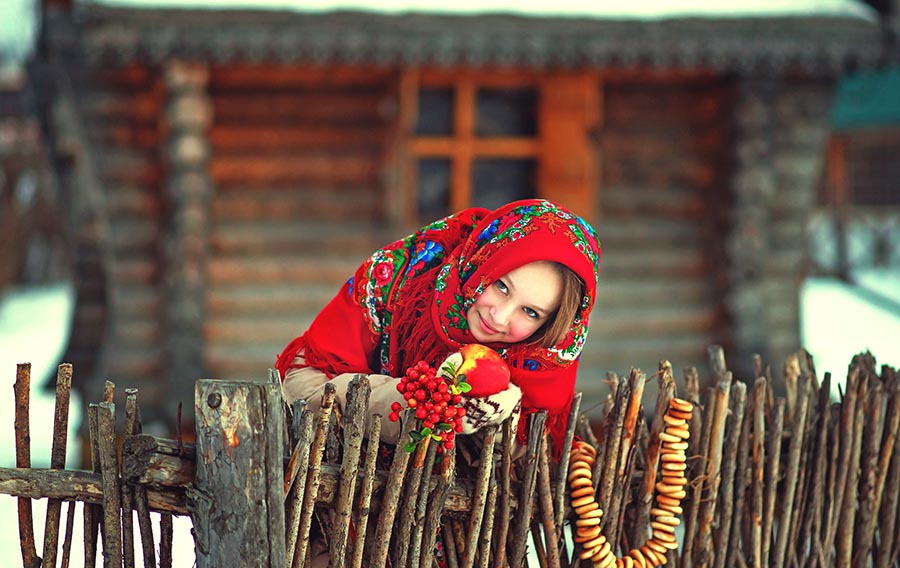 Sexy girl Women in Slavic costumes in Odessa