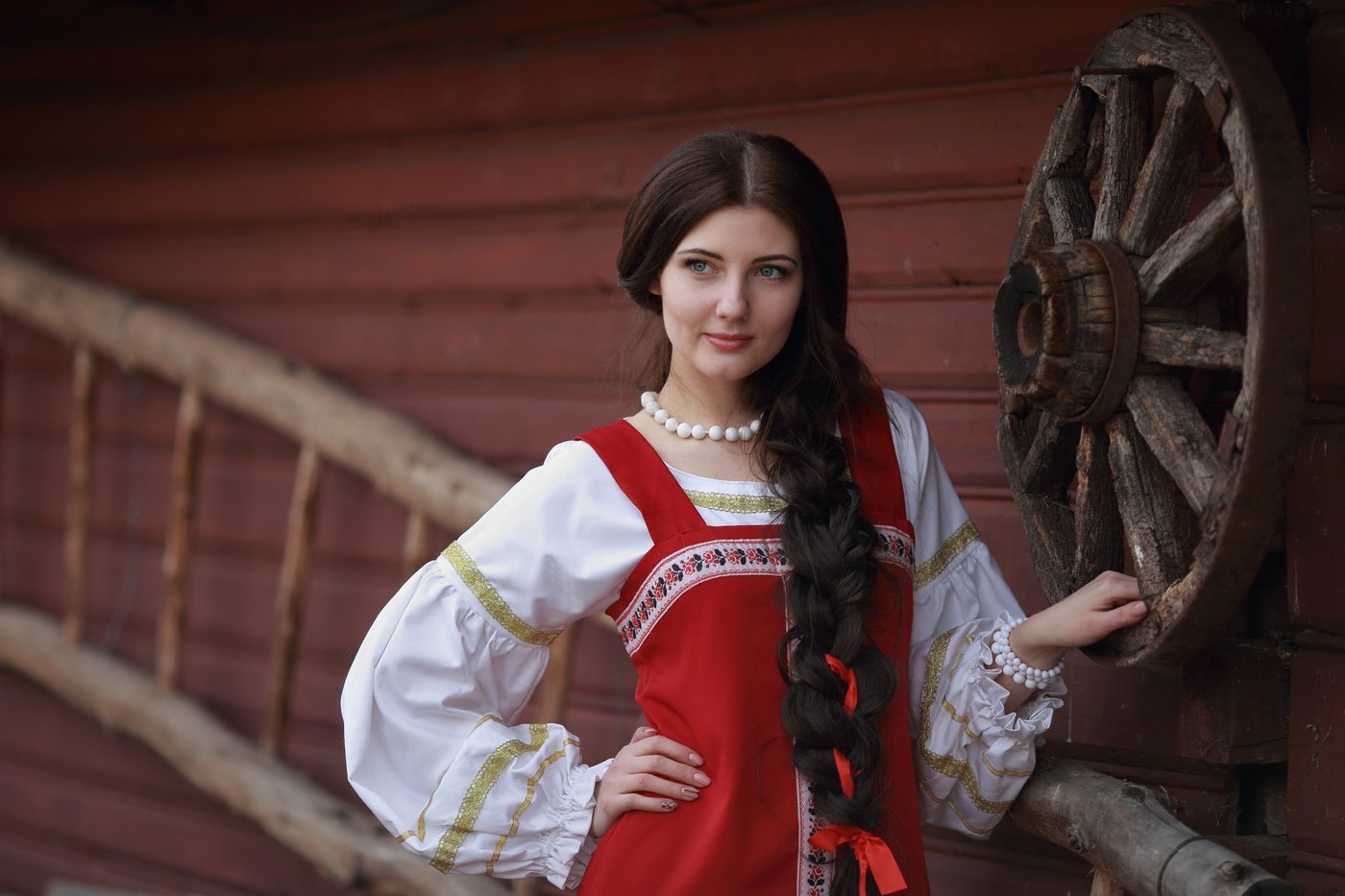 Girls in Slavic costumes in Odessa