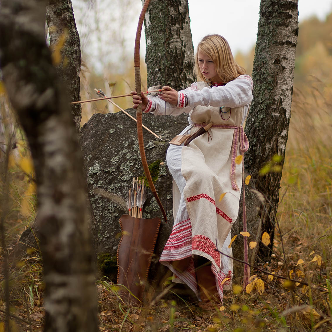 Sexy photo Girls in Slavic costumes in Odessa